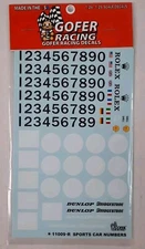 GOFER RACING DECALS sports car numbers 1:24 1:25 CAR MODEL ACCESSORY 11009