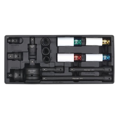 Sealey Premier Impact Steckschlüssel- & Adapter-Set mit Werkzeugablage 15-teilig TBT25