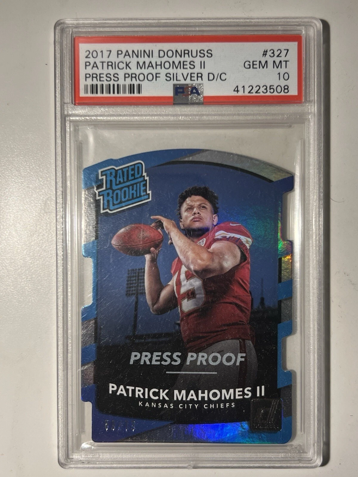 Patrick Mahomes Panini Donruss #327 Silver Die-Cut Press Proof