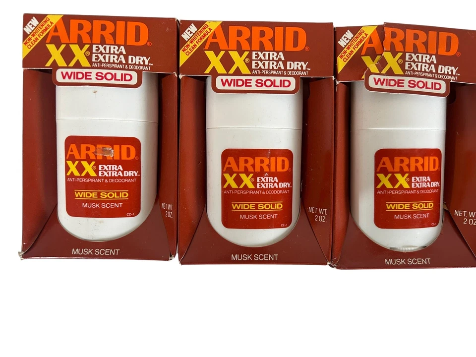 De colección 1988 ARRID Extra Extra Seco Amplio Sólido Desodorante Aroma Almizcle Nuevo Antiguo Stock Foto 2 de 4
