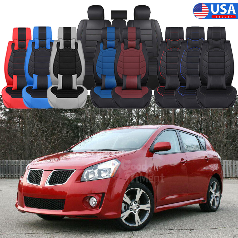 Car Seat Cover Full Set Front & Rear 5-Seat Deluxe Leather Cushion For Pontiac-image