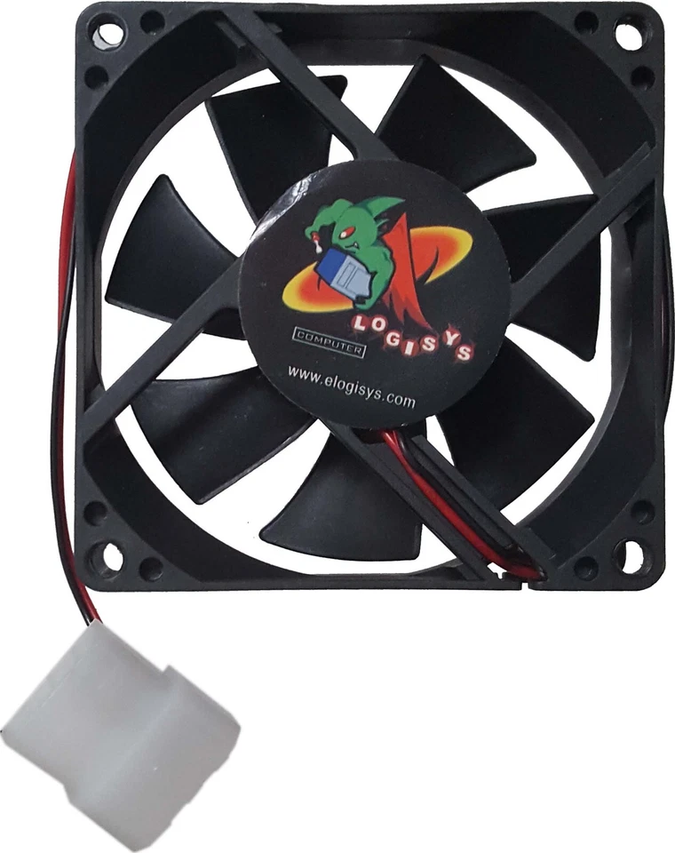 Fan Muffin Cooling DC 12V DC12V 12VDC  80mm 80x80x25 Logisys Computer Fan 4-Pin - Image 2 of 3