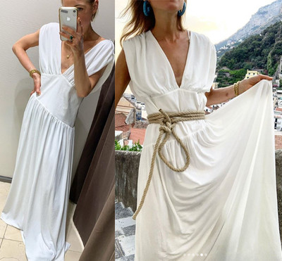 flowing white maxi dress