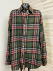 Ralph Lauren Green Plaid Button-Down Shirt Men's L 100% Cotton Long Sleeve
