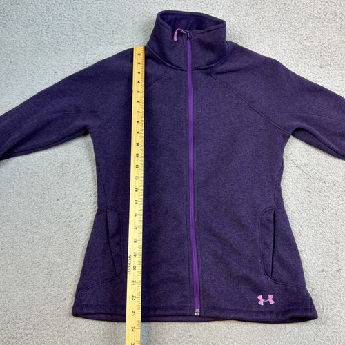 Under Armour Jacket Women Small Purple Full Zip High Neck Fleece Fitted Outdoor - Picture 3 of 11