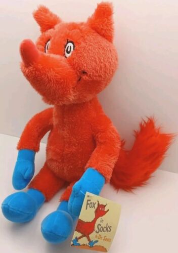 Neu Kohls Cares Dr. Seuss Rotfuchs in blauen Socken Plüschtier Stofftier aus Buch