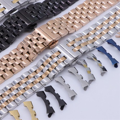 10-24mm Polished Stainless Steel Watch Band Strap Bracelet Straight+Curved End - Picture 5 of 13