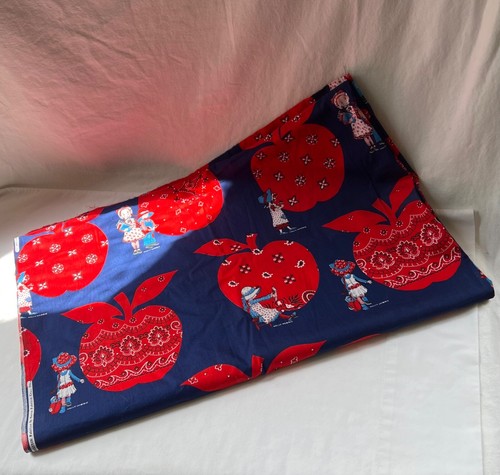 1 1/2 Yd Vintage HOLLY HOBBIE FABRIC Navy Red 44” wide - Picture 5 of 5