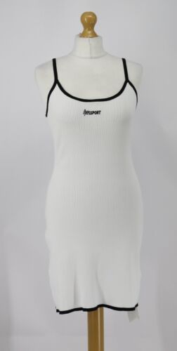 Opera Sport Suzanne Rippstrickkleid Damen UK 10 WEISS UVP 139 £ BR