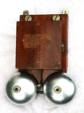 Sonnerie double de téléphone ancien en bois 1930