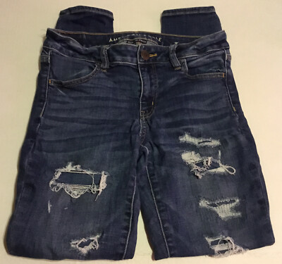 American Eagle Next Level Stretch Jegging Size 8 Medium Wash Distressed