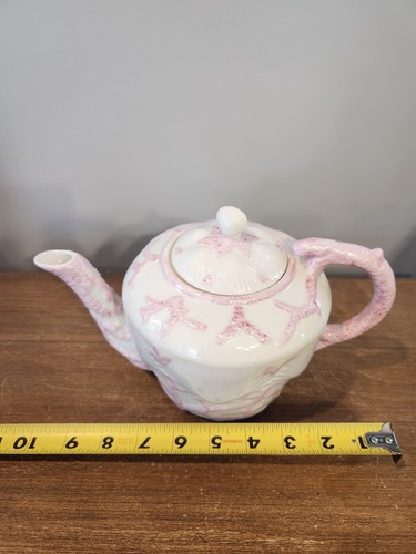 Belleek Pink New Shell Pattern Teapot Limited Edition 377/1250 - Picture 9 of 21