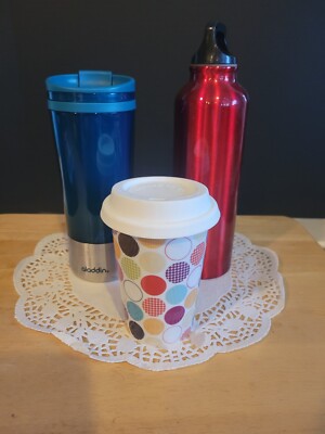 Set of Three Travel Drink Containers Hot & Cold includes Aladdin 