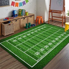 Sports Field Area Rug, 3x4ft  Sports Enthusiasts Area Rug, Green Soccer Fi