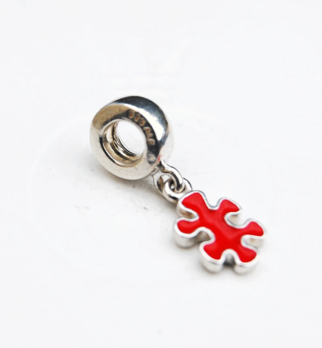 Genuine Pandora Dangle Charm Jigsaw Puzzle Piece Red 790486EN09 retired