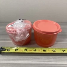 Tupperware Snack Cups Set 2 Bowls 4 Ounce Dip Dish Guava Watermelon New!