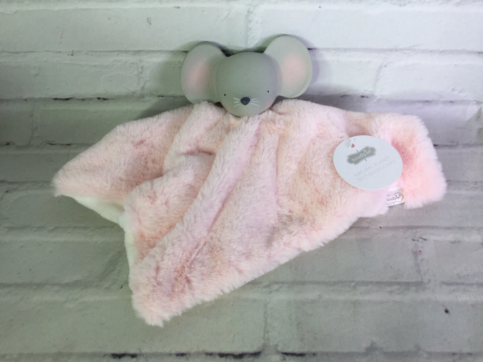 Mud Pie Pink Mouse Baby Teether Woobies Teething Toy Security Blanket Lovey NEW