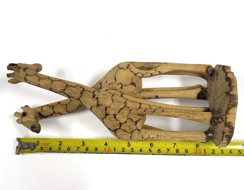 Jirafa doble de madera tallada a mano de colección 9" talla arte popular africano AZ560 - Imagen 5 de 5