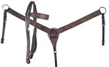 Leather Western Tack Set With Headstall ,Breast Collar and Reins.