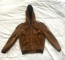 Vintage Suede Hooded Bomber Jacket Wilsons Le...