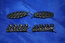 2 pair Vintage Metal Hair Barrette Clips Mice Circles EUC