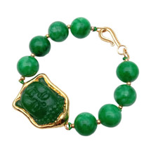 Green Jade Buddha Carved Bracelet Charm Bracelets Religious Jewelry