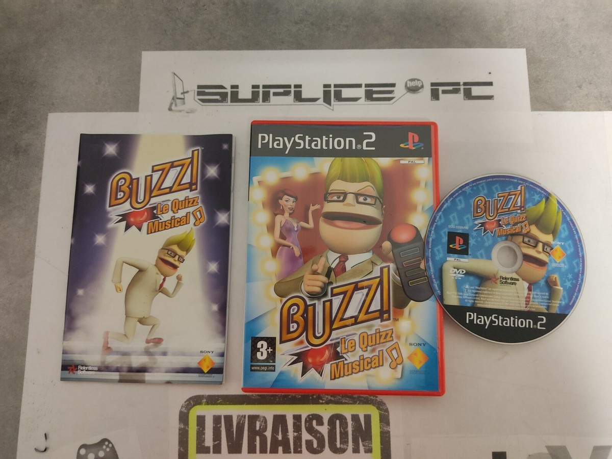 BUZZ! Le Quiz Musical PS2 - Complet Avec 4 Manettes BUZZ - Jeu PAL FR - Très Bon état