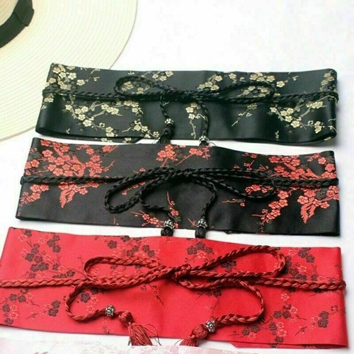 Cintura Donna Satinata Larga Kimono Obi Yukata Fascia Giapponese Cinese Floreale - Foto 12 di 16