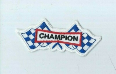 NEW 1 5/8 X 3 7/8'' CHAMPION SPARK PLUGS IRON ON PATCH FREE SHIPPING 