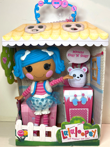 Lalaloopsy Blue Hair Mittens Fluff N' Stuff 13" lg Doll + Polar Bear Pet ~RARE