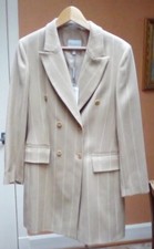 Nwt Ana Sousa 100% Super Smart Wool Pin-stripe Camel Coat, Size 12