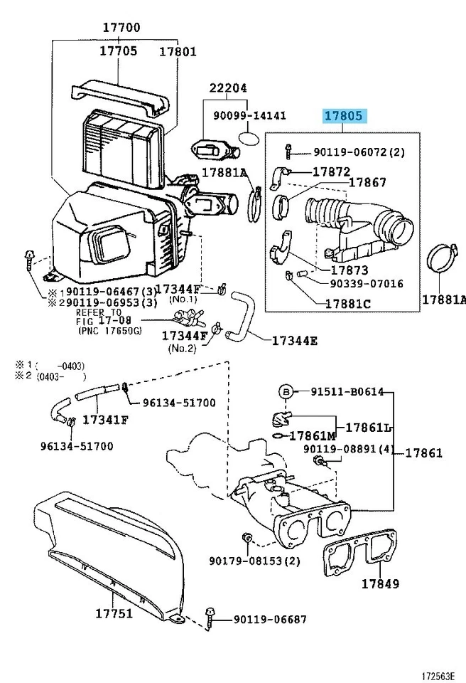 Conjunto de conector de aire de admisión genuino LEXUS GS300 JZS160 01-05 17860-46142 FABRICANTE DE EQUIPOS ORIGINALES Foto 4 de 4
