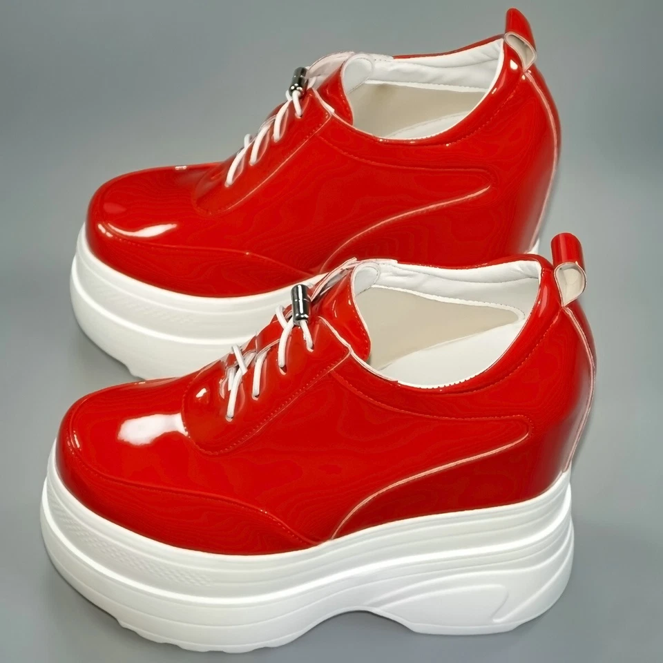 时尚运动鞋女式大码 47 码漆皮楔形高跟鞋踝靴 — 第 3/4 张图片