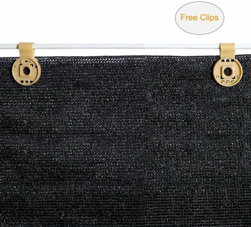 50% UV Resist Shade Cloth Fabric Cut Edge With 12 pieces Clips 6Ft 12Ft Black - Picture 4 of 5
