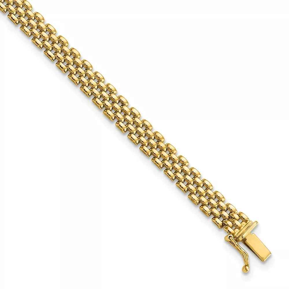Real 14kt Yellow Gold 6mm Panther Link Bracelet eBay