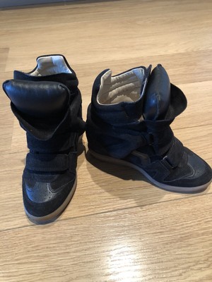 black suede wedge sneakers