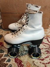 Vintage Roller Skates Eight Wheels 504 Leather Size 4 sure grip Carrera Wheels