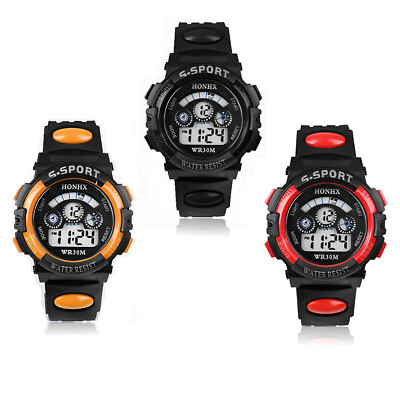 LED Digital Sportuhr Armband Hintergrundbeleuchtung Wasserdicht für Jungen & Mädchen Kinder UK