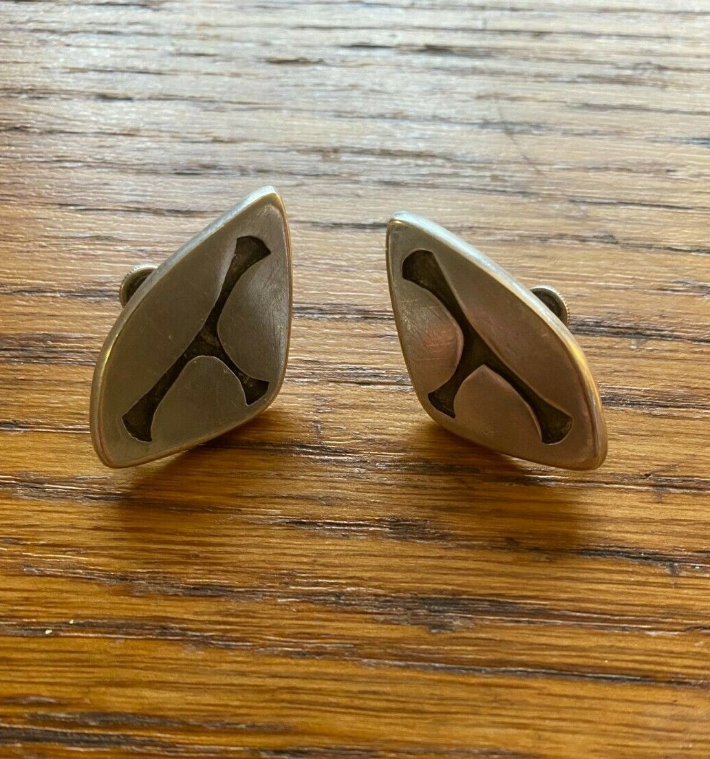 Vintage Sterling Silver Triangular Modernist Scre… - image 2