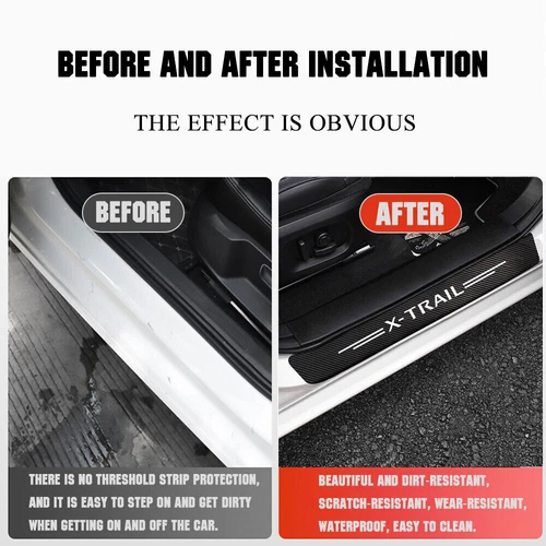 Protector contra rasguños de placa de umbral de puerta de coche de fibra de carbono para Nissan XTRAIL T31 T30 - Imagen 7 de 7