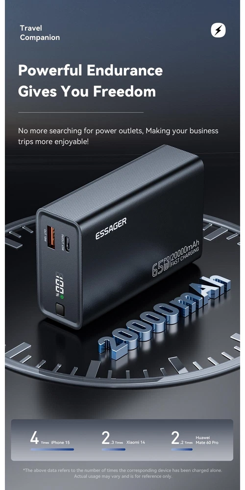 Power Bank 20000mah Mobile Phone Plastic Medium Black 2-usb 5v Backup 65w Power Bank 20000mah Mobile Phone Plastic Medium Black 2-usb 5v Backup 65w