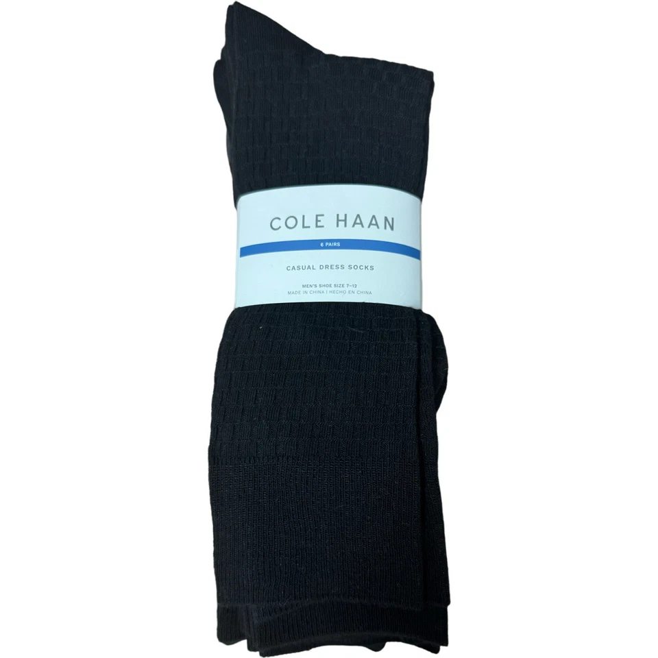 Calcetines Hombre Vestido Cole Haan 6 Pares NUEVO Negro Azul Algodón Zapato Talla 7-12 Foto 2 de 2