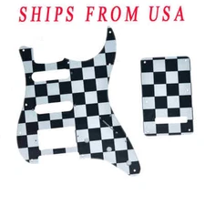 ST Guitar HSS Pickguard & Trem Cover For Mexican Fender Strat Black/White Grid