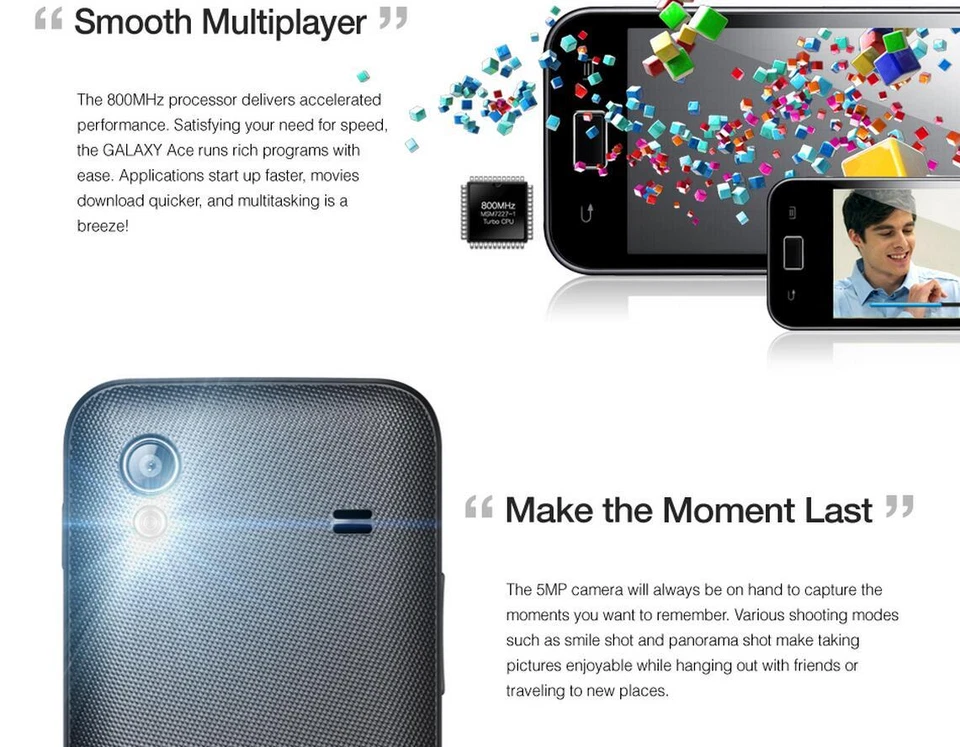 Original Samsung GALAXY Ace S5830 5.0MP 3.5" Android Mobile Phone GPS Wi-Fi - Image 4 of 4