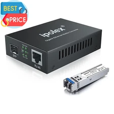 Gigabit Single-Mode LC Fiber to Ethernet Media Converter with a SFP LX Module, 1