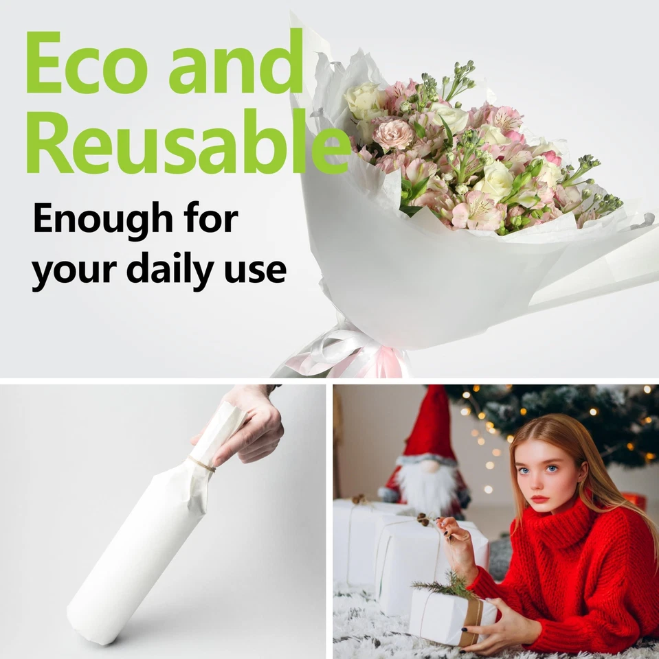 100Sheets 20x14 Inch White Wrapping Tissue Paper for Gift Bags Christmas Wedding - Image 2 of 4