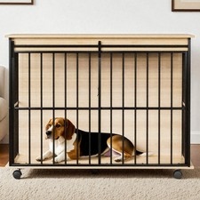 Dog Crate Furniture w/Tray Features Wooden Tabletop Equipped W Sliding Doors US