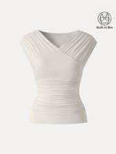 Womens Surplice V Neck Ruched Brami Top Built...