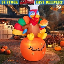6 FT Thanksgiving Inflatable Turkey with LED Lights Blow Up Yard Decoration New