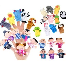 Hand Finger Puppets Plush Set Finger Toys Puppets Family Animal Dolls Cartoon Ch
